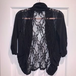 Lace/knit cardigan sweater
